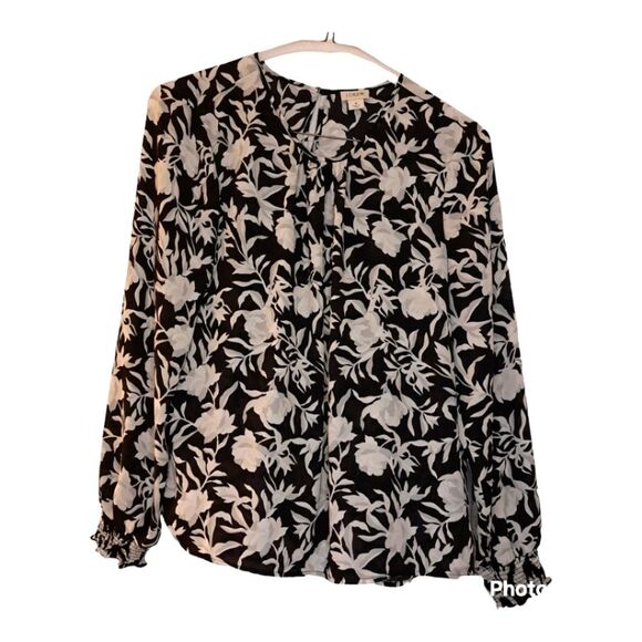 J. Crew Flowy Comfy Long Sleeve Floral Smocked Cuff Blouse - Career Business - M - Picture 1 of 12